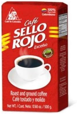 Colombian Coffee Sello Rojo- #1 Coffee Brand in Colombia- Sello Rojo Ground Coffee Brick Medium Roast 17.6 Oz (Pack of 1)