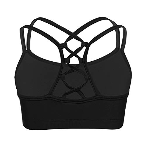 Doomiva Kids Girls Criss Cross Back camisola Tank Top Atletismo Sujetador deportivo Ropa interior Yoga Chaleco de entrenamiento Traje de baile