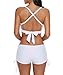 Century Star Women Push Up Athletic Two Piece Bikini Set Deep V Neck Halter Back with Boyshort Swimsuit Vintage Bathsuit