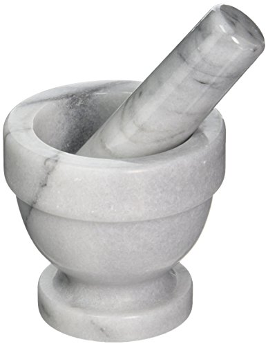 Marble Mortar and Pestle Set, Unpolished Interior for Superior Herb and Spice Grinding Results, Premium Quality, 3-Inch, White