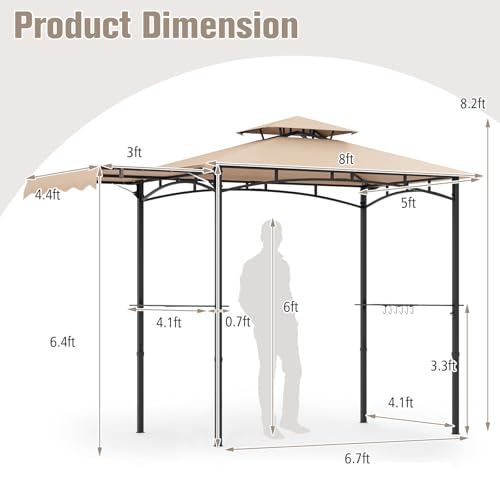 Tangkula 11x5 FT BBQ Grill Gazebo Review: Vented Canopy with Side Awning & Shelves image 11