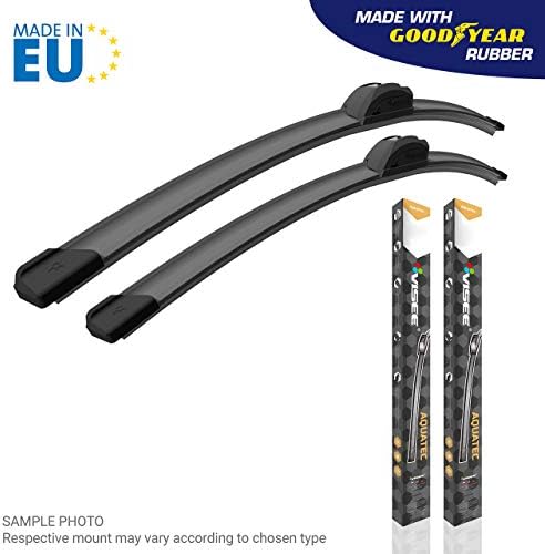 Set of 2 VISEE high quality licensed alternative replacement all seasons wiper blades for listed car models; [see variation description]; mount and size: U 20 in+20 in