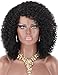 Kalyss Black Curly Synthetic Hair Wig Afro Kinky Curly Wigs for Black Women Curved L Part Natural Looking Hair Wigs for Womens Daily Wear Hairpiece