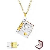 ziella Incredible Dɑughter Love Book Necklace-To My Daughter Book Pendant Necklace Adjustable Stainless Steel Jewelry Openable with 6 Pages of Gifts