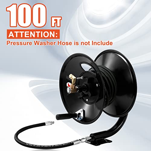 Tool Daily Pressure Washer Hose Reel, 100 FT Heavy Duty Steel Hose Reel