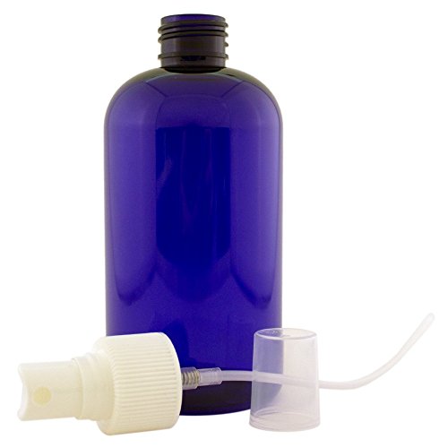 8 fl oz Cobalt Blue Plastic Bottle with White Spray Cap (24 Pack)