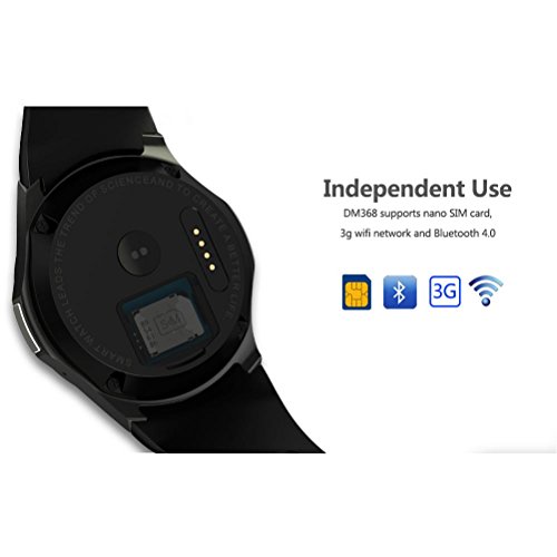 L@YC DM368 WiFi Heart Rate Monitoring Step Weather Forecast GPS Positioning 3G Android Smart Watch, Black