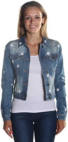 Hadari Women's Classic Collar Denim Long Sleeve Button Down Jacket