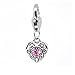 Sexy Sparkles Clip-On Birthstone Charm – October Color Rhinestone Heart, Lobster Clasp Pendant for Bracelets, Necklaces, and Keychains, Made of Zinc Alloy