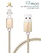 3rd Generation Magnetic Cable Ez4Mob USB Charger Cable Lightning for iPhone 5, 5c, 5s, SE, 6, 6 Plus, 6s, 6s Plus, 7, 7 Plus and Android (Gold)