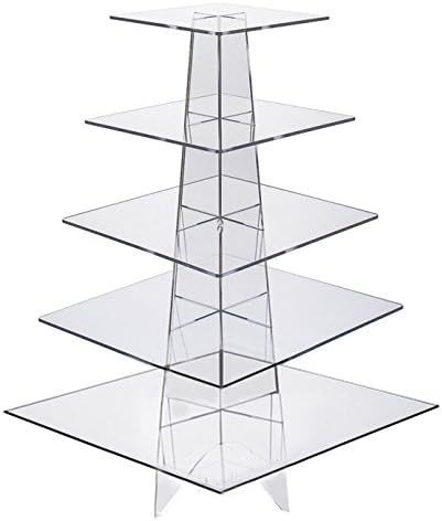 Display4top 5 Tier Square Cupcake Stand Acrylic Display For Wedding Birthday Party (clear)