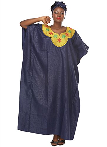 African Planet Women's Lounger Kaftan Caftan Navy Blue One Size fits most