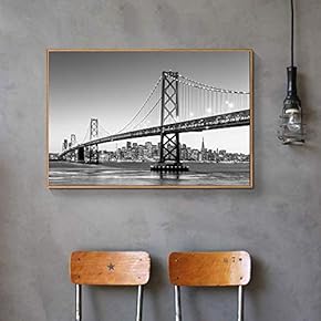 Floating Framed Canvas Wall Art for Living Room, Bedroom Black and White Building Canvas Prints for Home Decoration Ready to Hang - 16x24 inches