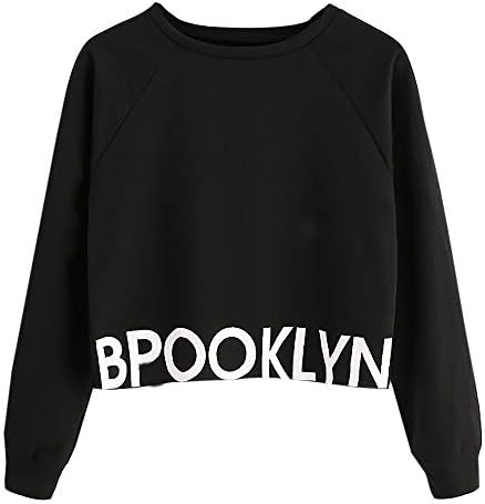 Crop Hoodies for Teen Girls, Corriee Womens Letter Print Splice Cute Sweatshirts Cool Camouflage Stripe Pullover Coat