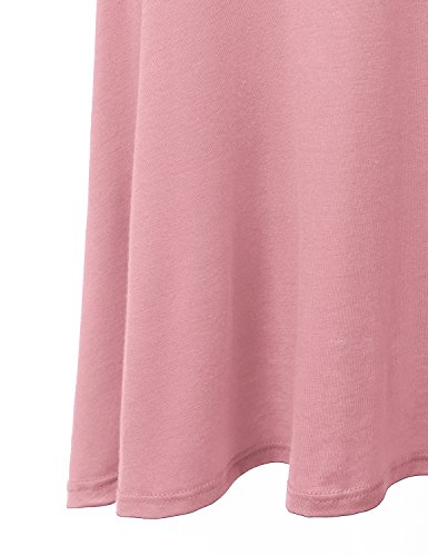 DRESSIS Women's Basic Elastic Waist Band Flared Midi Skirt DUSTYPINK M
