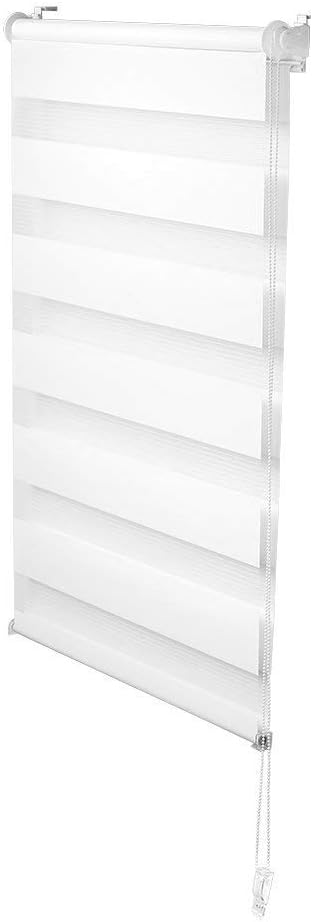 S SIENOC Rollo Blinds Day and Night Zebra/Vision Roller Blind Double Fabric Vision Curtains for Window and Door with Aluminium Cassette (60x120cm,White)