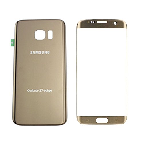 For Samsung Galaxy S7 Edge G935 G935A G935V Battery Door Back Cover Glass Housing + Outer Front Glass Lens + UV LOCA Glue + Tools (Gold)