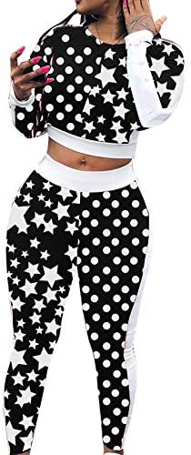 Honhui Women Soft Tracksuit Sets, Casual Star Printed Sweatsuit Set 2 Piece Sports Joggers Jog Set