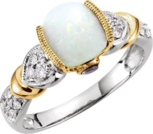 14kt White &amp; Yellow Opal, Tanzinite &amp; 1/6 CTW Diamond Ring