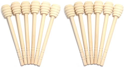 6" Wood Honey Dipper Drizzle, Stir Stick Dispenser (12)