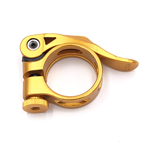 DEERU Aluminum Quick-Release Seat Post Clamp 34.9mm Bike Seat Clamp MTB Bike Road Bike Casual Bike Seatpost Clamp - Gold