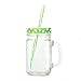 Mason Jar Mugs with Handle, multi COLORED Lids and Plastic Straws. 16 Oz. Each. Old Fashion Drinking Glasses - pack of 4 by Premium Vials