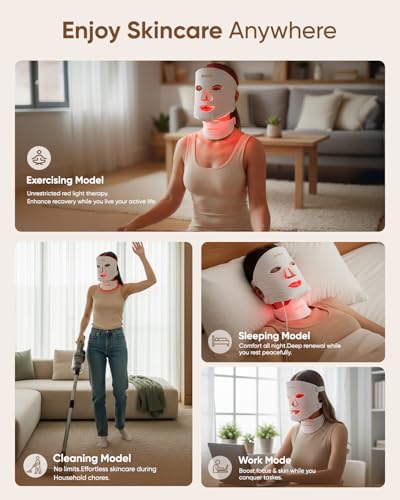 Red Light Therapy Mask for Face and Neck Full Coverage by DON PEREGRINO | FDA Cleared, FSA/HSA Eligible, Medical-grade Silicone, Zero Irritation, Storage Bag, Timer & Intensity Option