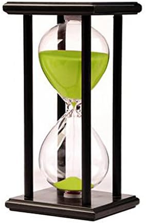 30 Minutes Hourglass Wood Sand Timer Kitchen Home Ornaments Clock Office Decor Magic Gift (30 Minute, Black wood frame green)