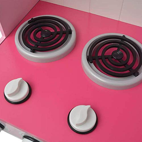 Spielzeugküche Spielküche Kinderküche Rosa 82x30x100cm Happy Kitchen Holzküche inkl. Kochfeld mit Mikrowelle Backofen… – Bild 7