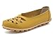 KEESKY Womens Ladies Leather Casual Cut Out Loafers Flat Slip-on Shoes Yellow Size 9.5