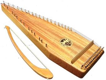 Cherry Bowed Psaltery Finished with Decorative Dragonfly Rosette