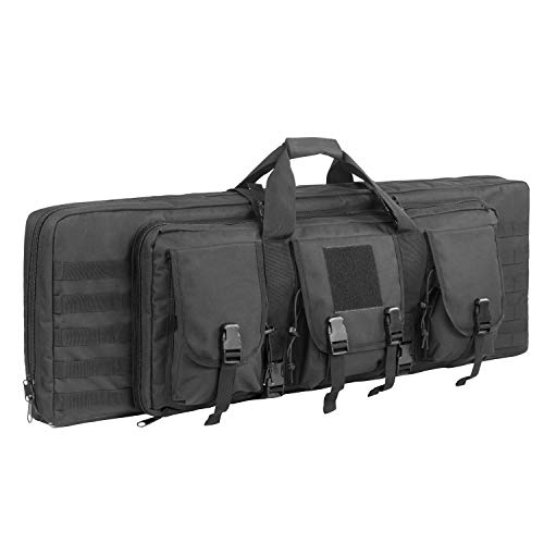 XWLSPORT AK47/AR16 Tactical Rifle Case Double Carbine Bag Outdoor Molle Deluxe Double Rifle Gun Bag Padded Long Gun Case & Rifle Storage Backpack(2 Sizes and 6 Colors to chooese from) (Black, 42inch)