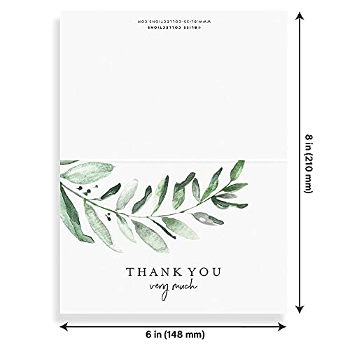 Bliss Collections Thank You Cards with Envelopes, Rustic Greenery, All