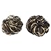 REECHO Women's Thick 2PCS Curly Wavy Updo Hair Bun Extensions Messy Hairpieces - Dark Brown with Light Blonde Highlights