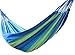OLIDEAR Wide Hammock Cotton Soft Woven Bed for Supreme Comfort Fabric Travel Camping Hammock for Backyard, Porch, Outdoor or Indoor Use (Green & Blue Stripes)