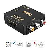 RCA to HDMI, AV to HDMI,GANA 1080P Mini RCA Composite CVBS AV to HDMI Video Audio Converter Adapter Supporting PAL/NTSC with USB Charge Cable for PC Laptop Xbox PS4 PS3 TV STB VHS VCR Camera DVD