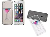 Iphone 6 / iPhone 6s Case Transparent Hard Cover 3d Wine Glass / Cocktail Glass / Martini Glass (Blue/Pink)