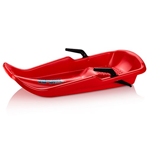 Harvil 31.5-Inch Toboggan Snow Sled with Anti-Slide Seat and Handles - Twister, Red