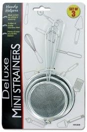 Portion Perfect Stainless Steel Fine Tea Mesh Strainer, Set of 3 Colander Sieve with Handle for Kitchen Food, Rice, Vegetable, Seeds, Pulp and Skins.