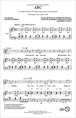 Hal Leonard Abc Sab By The Jackson 5 Arranged By Roger Emerson 0073999007831 Amazon Com Books