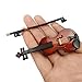 ROOTLISA 3.6Inch Mini Handheld Violin Toy Miniature Musical Instruments Collection Wooden Decorative Ornaments Gift with Stand Support and Case.