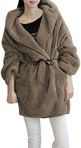 Women Coat New Hot Sale Fashion Christmas Winter Warm Hooded Fluffy Coat Fleece Poncho Jacket Outerwear Top by Neartime (Khaki, Free Size)