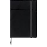 Kokuyo Systemic Refillable Notebook Cover - Twin Ring Notebook with Edge Title - Semi B5 (7" X 9.8") - Normal Rule - 35 Lines X 40 Sheets - Black Cover
