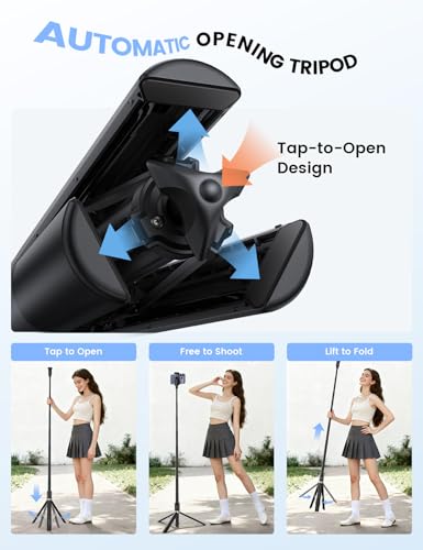 Lamicall 165cm Phone Tripod, Selfie Stick - [Tap-to-Open] Aluminum Tripod for iPhone with Remote & Cold Shoe, Extendable Phone Holder, Compatible with iPhone/Android for Recording Travel Live Stream