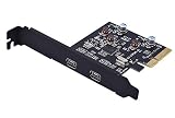 TOTOVIN PCI-E PCI Express 4X to USB 3.1 Gen 2 (10 Gbps) 2-Port Type C Expansion Card Asmedia Chipset for Windows 7/8/8.1/10/Linux Kernel (2XType C)