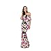 LiMiCao Women Flowers Off Shoulder Ruffle Maxi Sexy Evening Dress