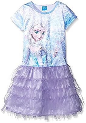 Frozen Dresses For Girls - Officially Licensed Disney Frozen Girls Purple Crushed Velvet 'Sisters Forever' Dress (X-Small)