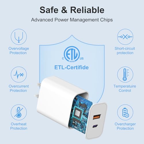 [4 Pack] USB C Charger Block Charging Block Type C Charger 20W Wall Chargers for iPhone Air/17/17 Plus/17 Pro/17 Max/16/16 Plus/16 Pro Max/15/15 Pro Max/14/13/12/Samsung/Android