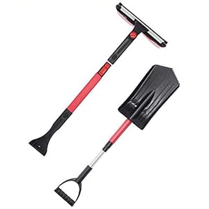Fltaheroo 3-in-1 auto roterende telescopische sneeuw ijs schraper sneeuw borstel droogschop verwijdering ontdooien…