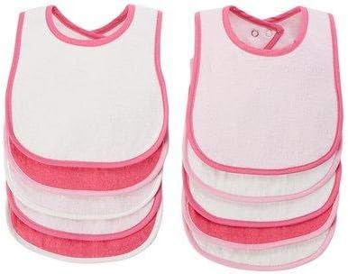 BornCare Triple-Layered 10-Pack Waterproof Super-Absorbent Terry Cloth Cotton Bib Set